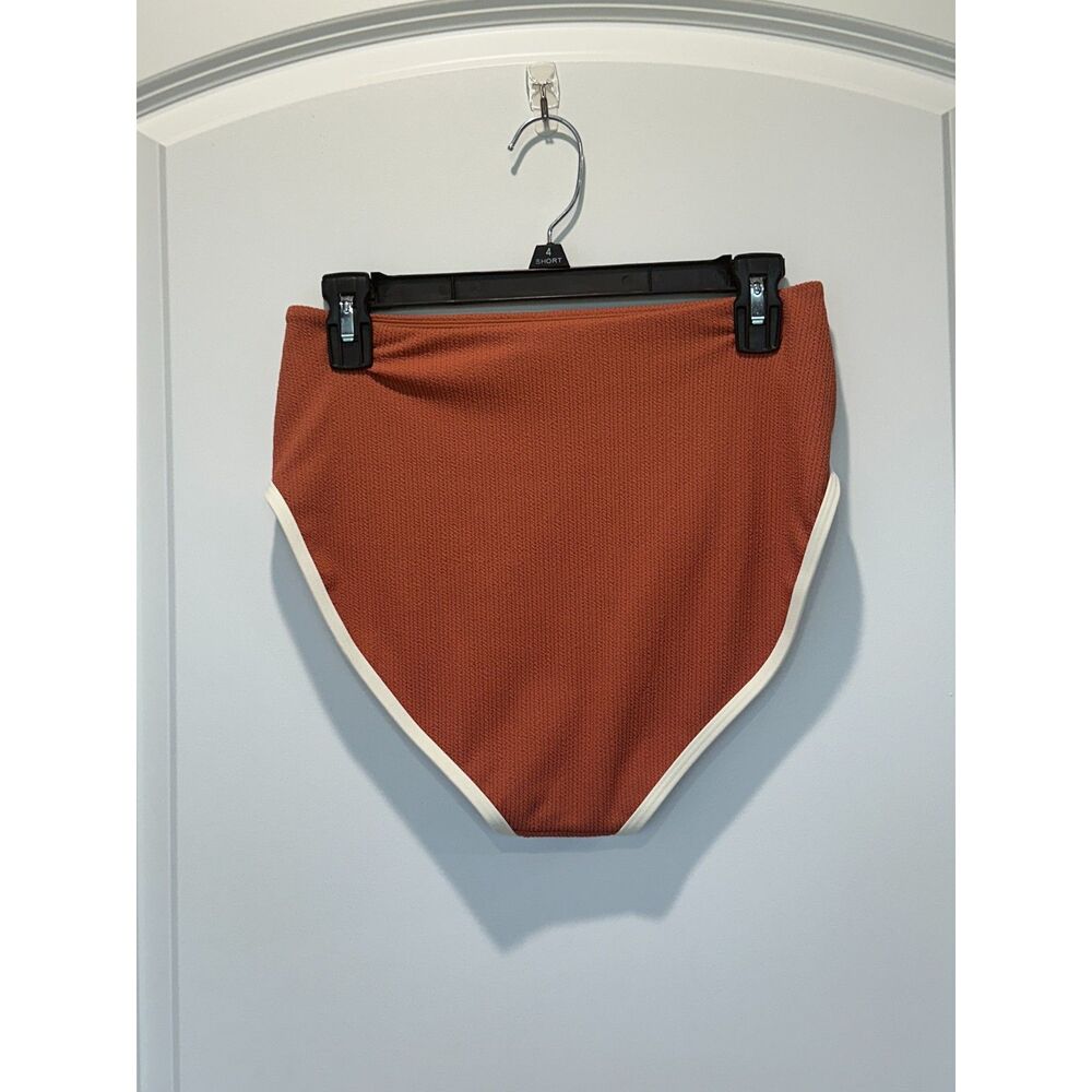 NWOT Calia Tipped Textured High Waist Bikini Bottom Rust Size Medium - Picture 4 of 6